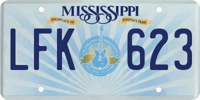 MS license plate LFK623