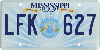 MS license plate LFK627