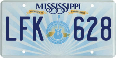 MS license plate LFK628