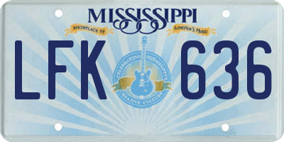 MS license plate LFK636