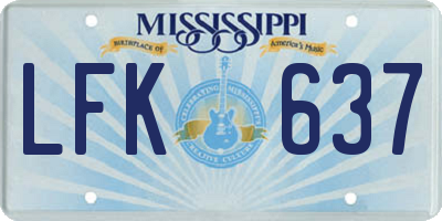 MS license plate LFK637