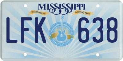 MS license plate LFK638