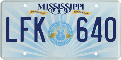MS license plate LFK640