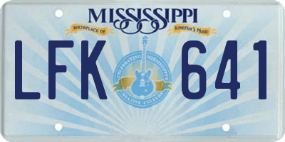MS license plate LFK641