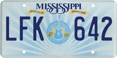 MS license plate LFK642