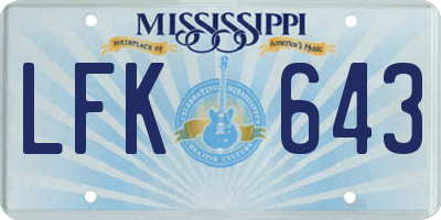 MS license plate LFK643