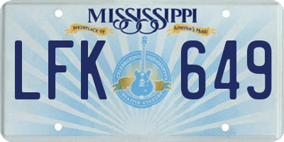 MS license plate LFK649