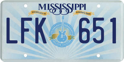 MS license plate LFK651