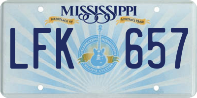 MS license plate LFK657
