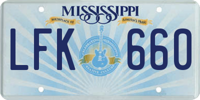 MS license plate LFK660
