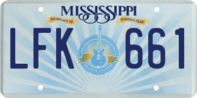 MS license plate LFK661