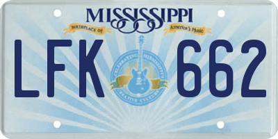 MS license plate LFK662