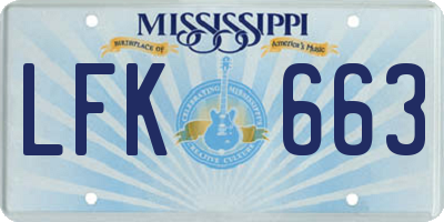 MS license plate LFK663