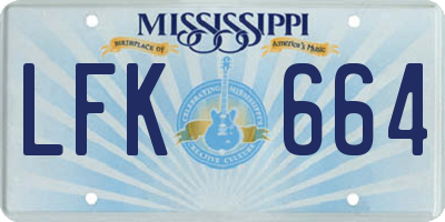 MS license plate LFK664