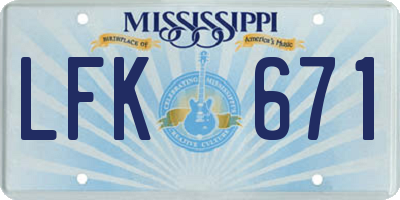 MS license plate LFK671