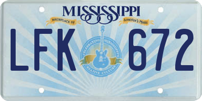 MS license plate LFK672