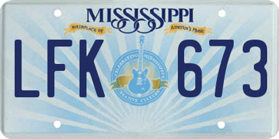 MS license plate LFK673