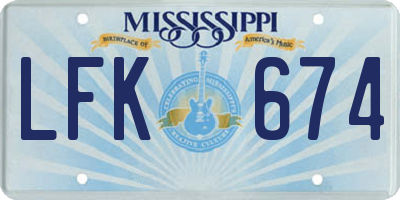 MS license plate LFK674