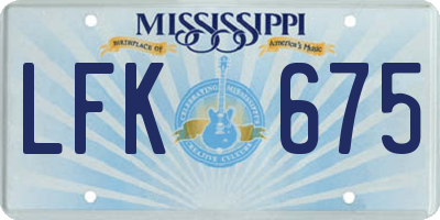 MS license plate LFK675