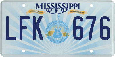MS license plate LFK676