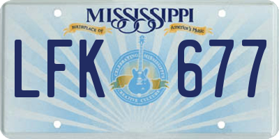 MS license plate LFK677