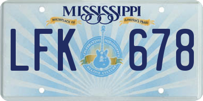 MS license plate LFK678