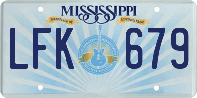 MS license plate LFK679