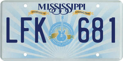 MS license plate LFK681
