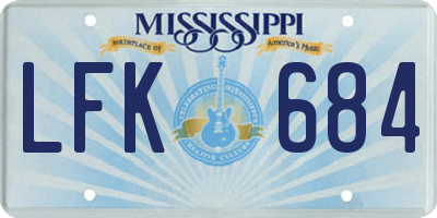 MS license plate LFK684