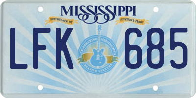 MS license plate LFK685