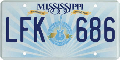 MS license plate LFK686