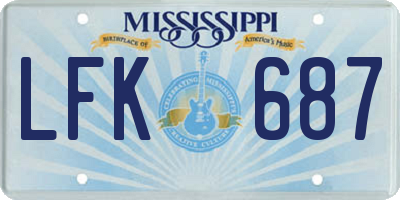 MS license plate LFK687