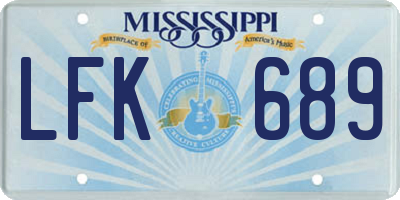MS license plate LFK689