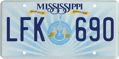 MS license plate LFK690