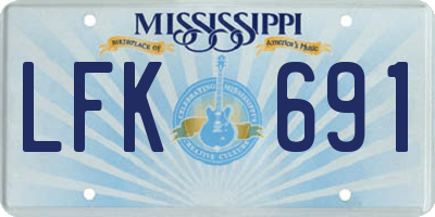MS license plate LFK691