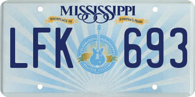MS license plate LFK693