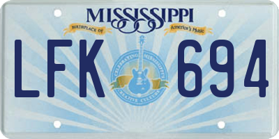 MS license plate LFK694