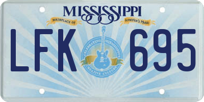 MS license plate LFK695