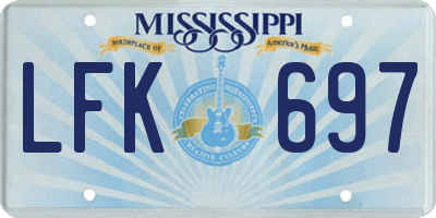 MS license plate LFK697