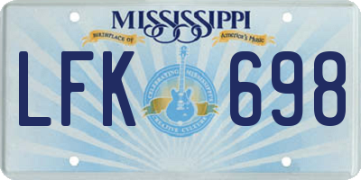 MS license plate LFK698