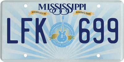 MS license plate LFK699