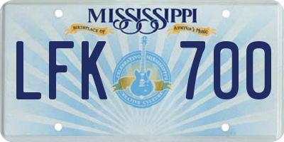 MS license plate LFK700
