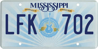 MS license plate LFK702