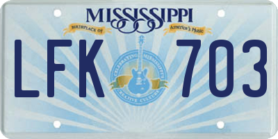 MS license plate LFK703