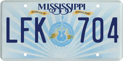 MS license plate LFK704