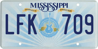 MS license plate LFK709
