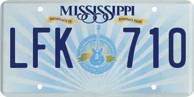 MS license plate LFK710