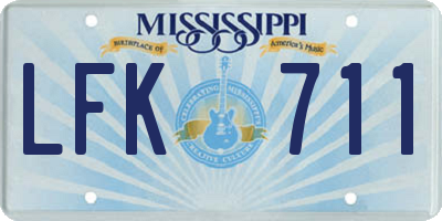 MS license plate LFK711