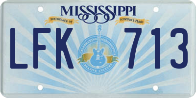 MS license plate LFK713