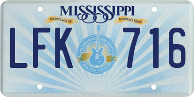 MS license plate LFK716